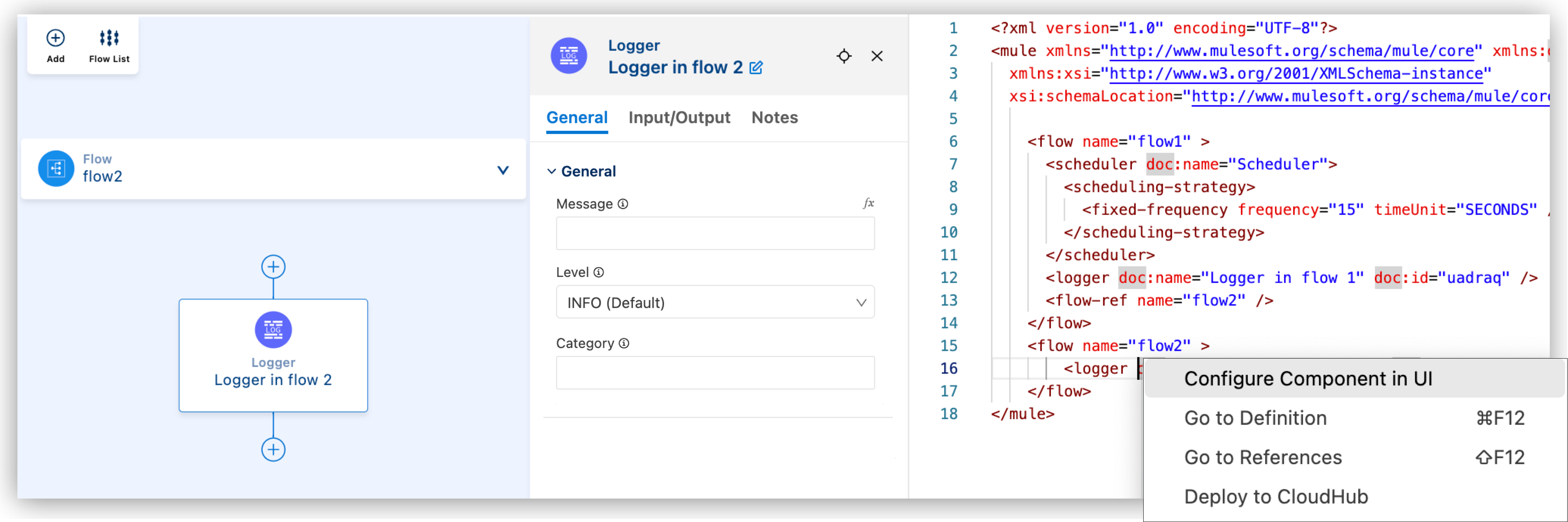 Opening a component in the canvas from the code editor
