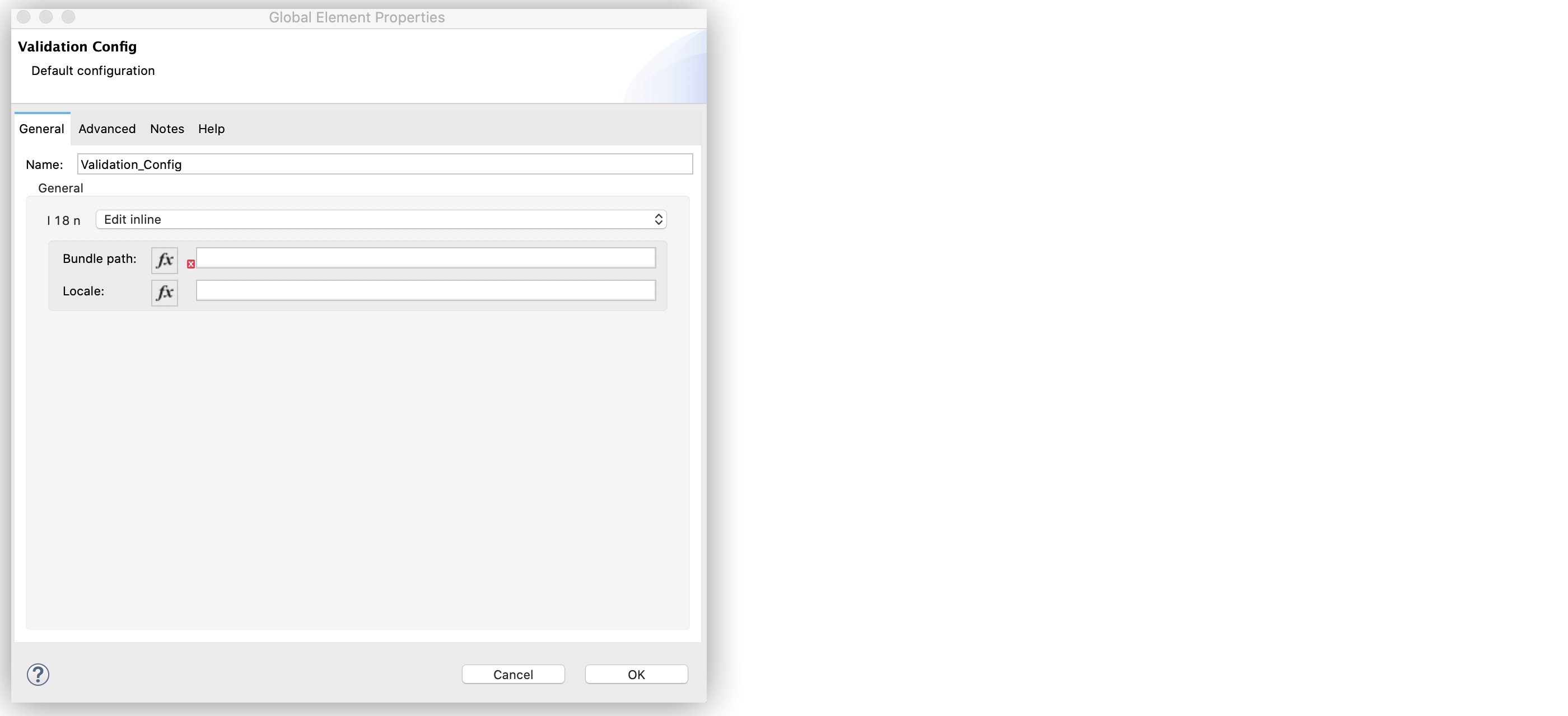 Validation Module の [Global Element Configuration (グローバル要素設定)]